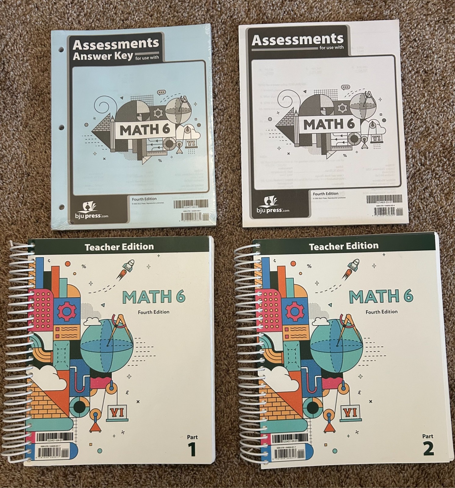 BJU Press -Math 6 Teacher’s Edition 1&2, Assessments, Assessments Answer Key