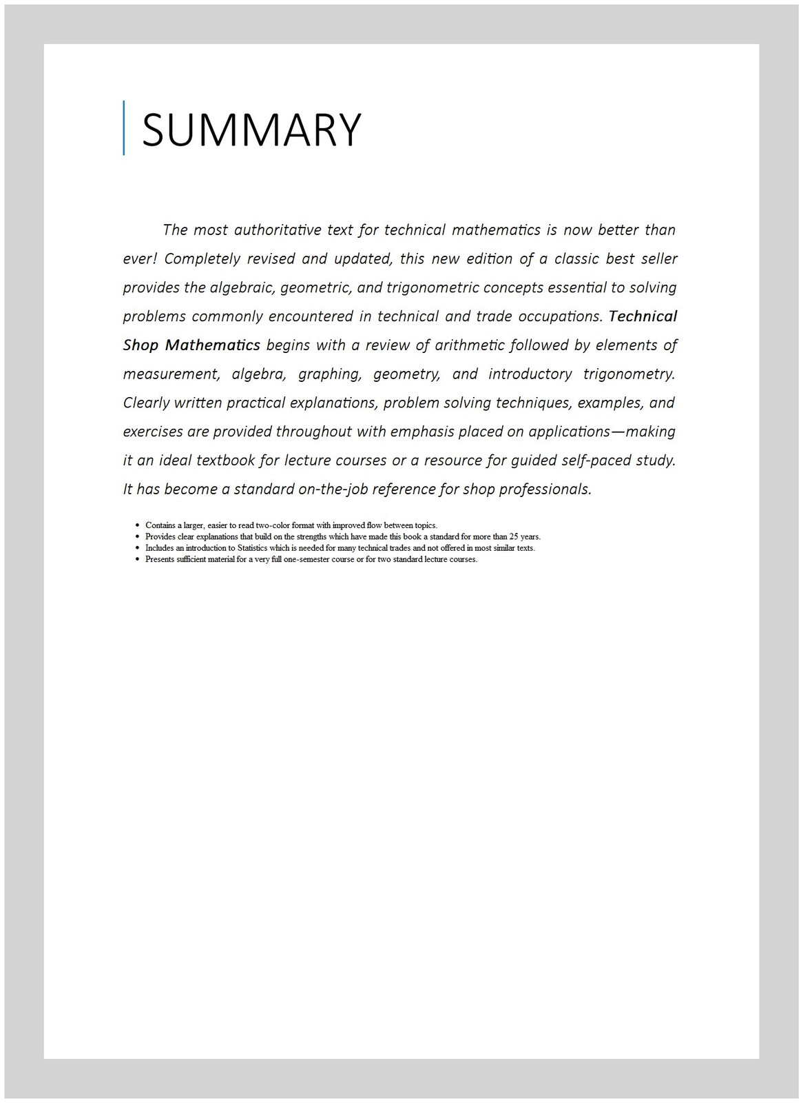 Technical Shop Mathematics, Paperback by Achatz, Thomas; Anderson, John G.; M…