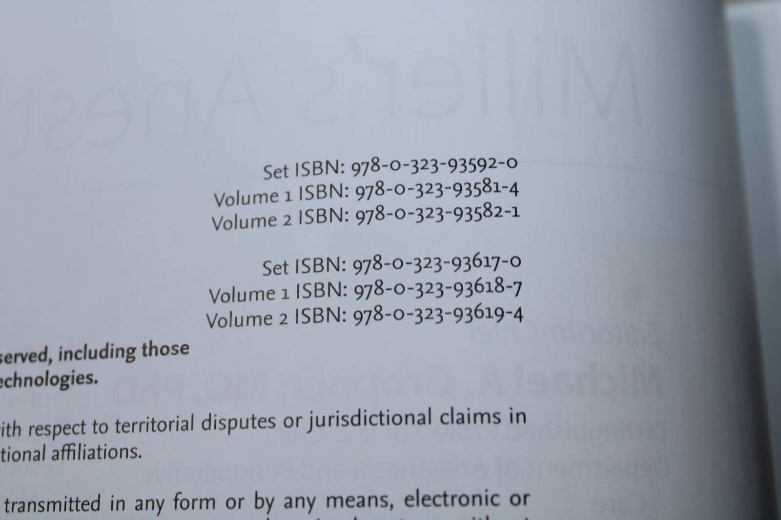 Miller’s Anesthesia Tenth Edition Hardcover Textbook Volume 2