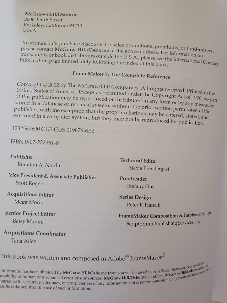 Osborne Complete Reference Ser.: FrameMaker(R) 7: the Complete Reference by…