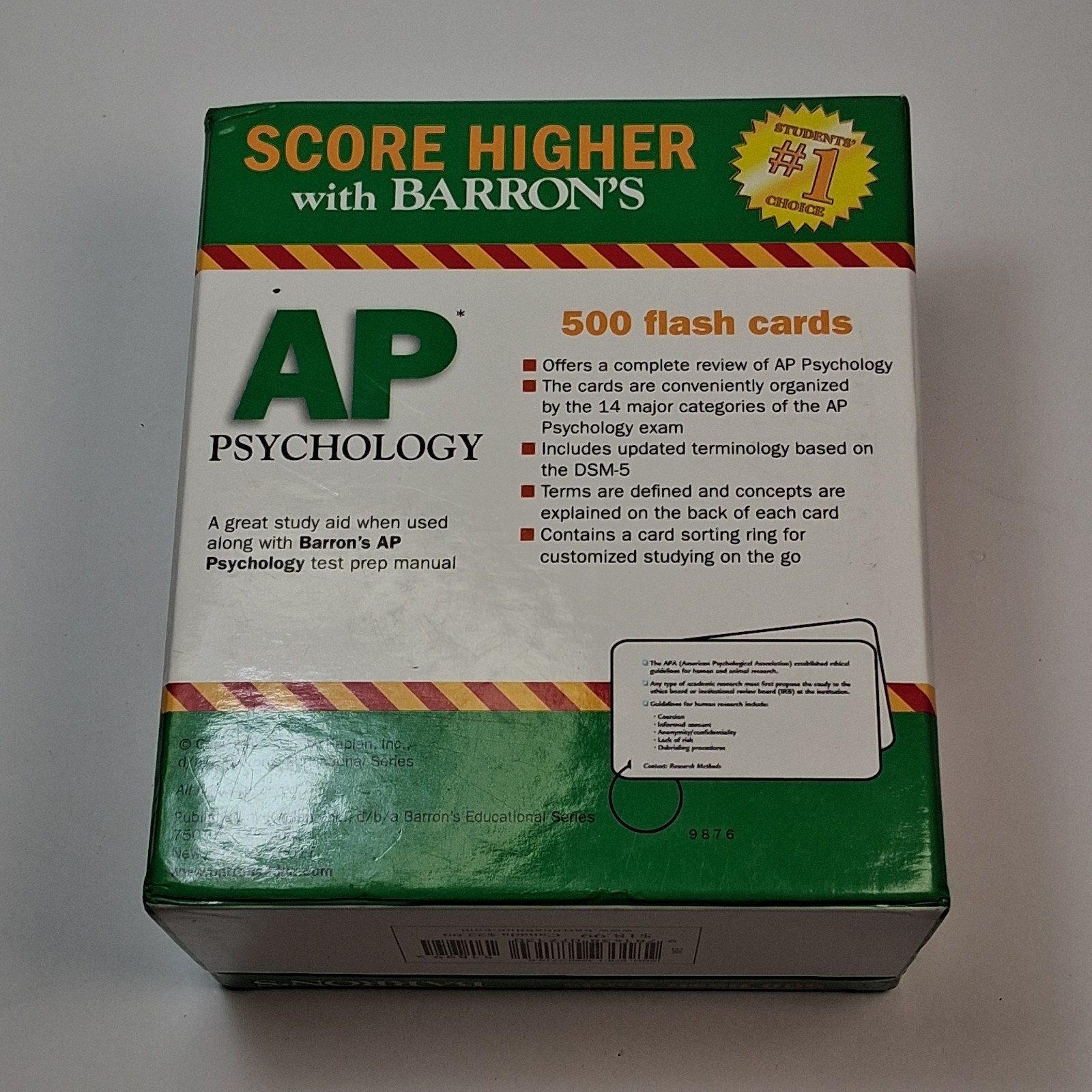 Barron’s AP Psychology 500 Flash Cards 3rd Edition Test Prep Study Aid & Ring