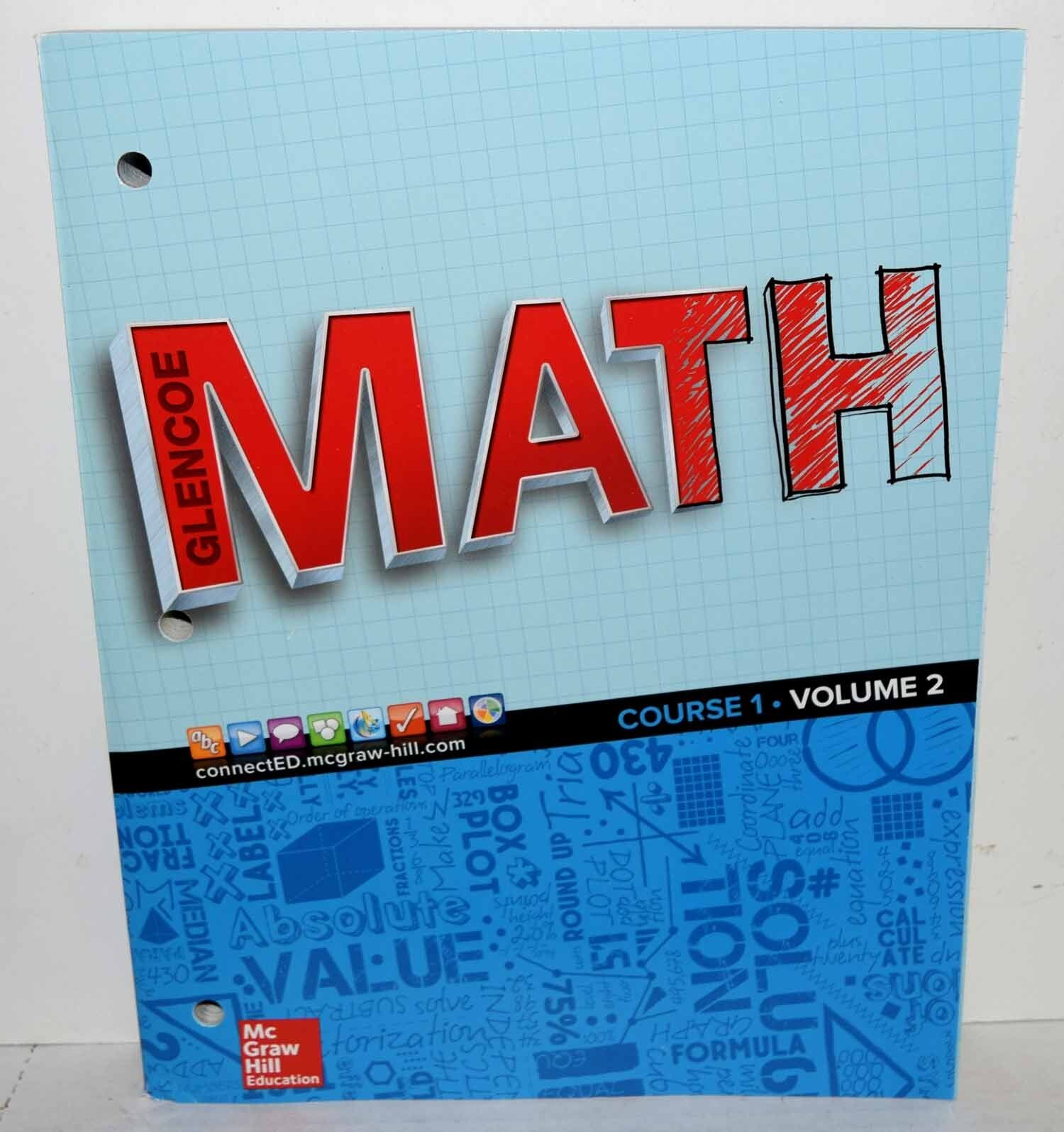 Glencoe Math 2016 Course 1 Volume 2 Worktext Brand New FREE SHIPPING !!!