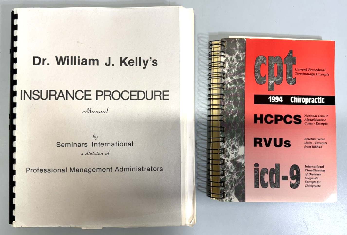 1994 Chiropractic Coding Manual Lot Insurance Procedure CPT ICD-9 RVUs