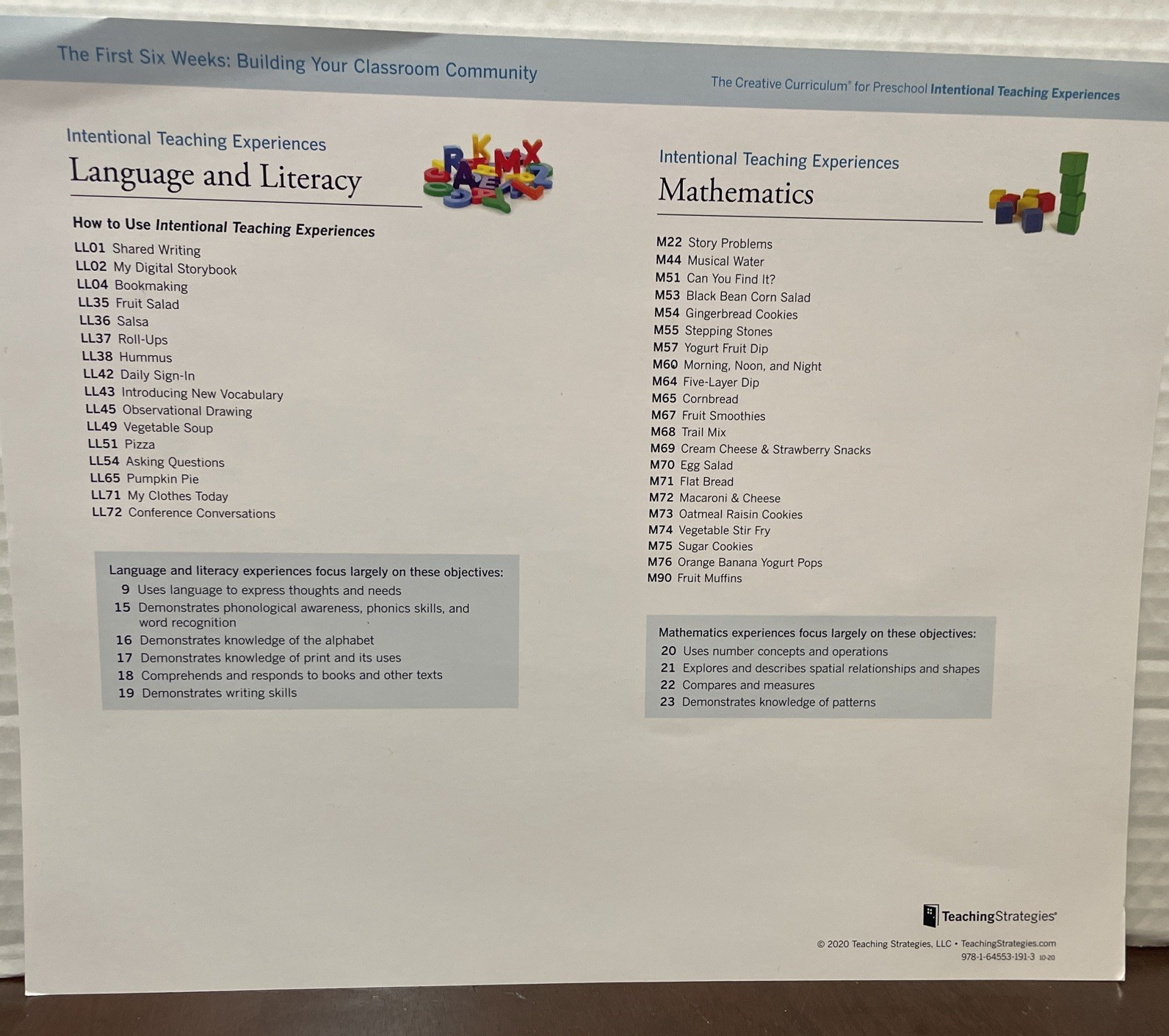 Teaching Strategies Creative Curriculum Preschool The First Six Weeks Guided Ed