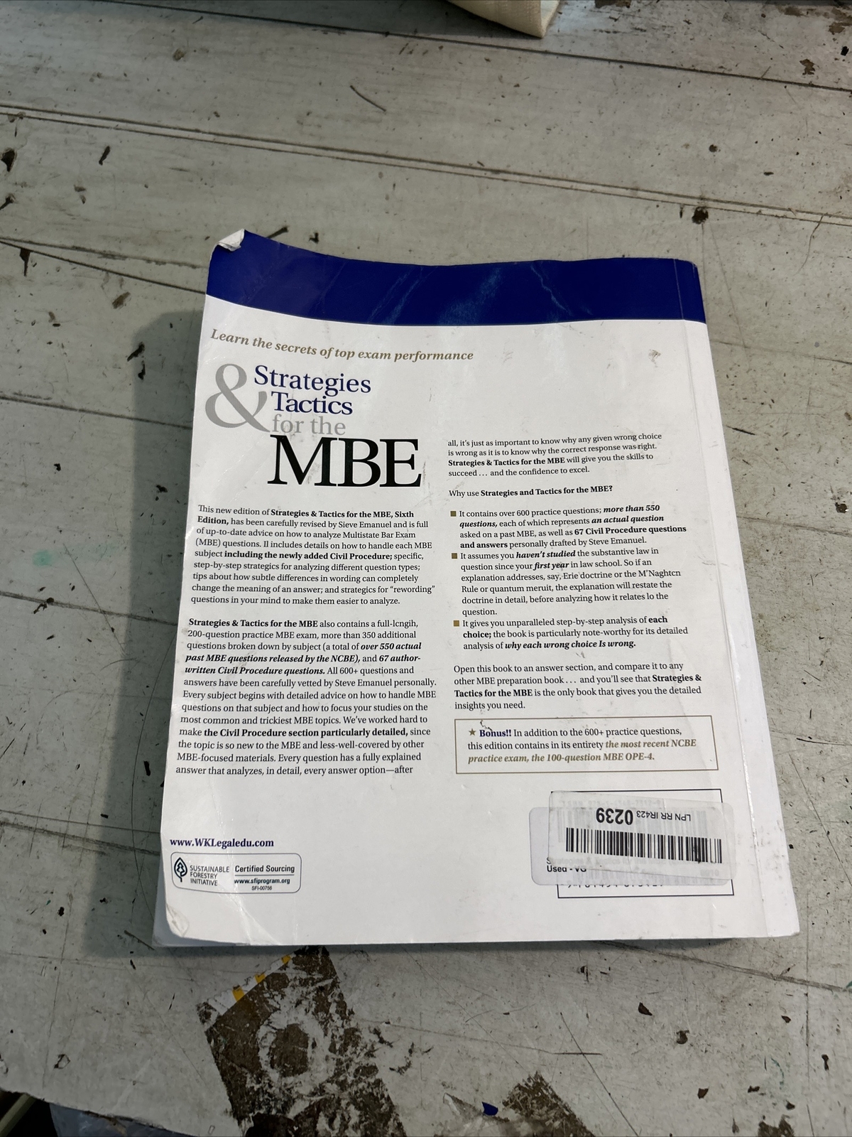 Strategies & Tactics for the MBE (Emanuel Bar Review) [Paperback] Steven L. Ema