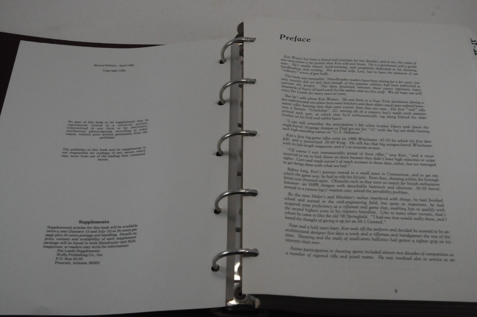 Ken Waters Pet Loads 2nd Edition April 1980 Binder 418 Pages 5-Ring Binder